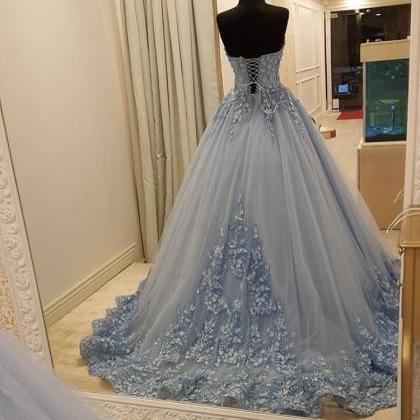 Appliques Ball Gowns Prom Dresses,lace Up Prom..