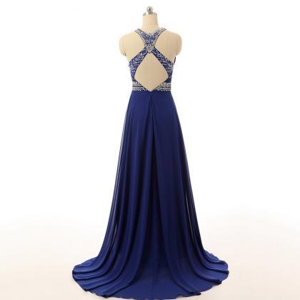 Royal Blue Prom Dress,sleeveless Prom..