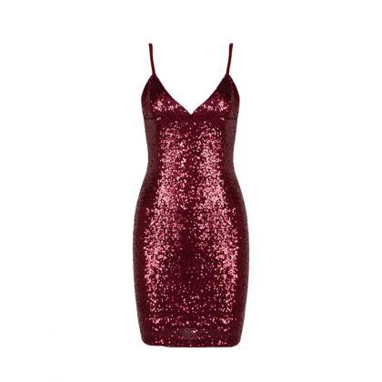 Wine Red Sequin Party Dresses,sexy Cocktail..