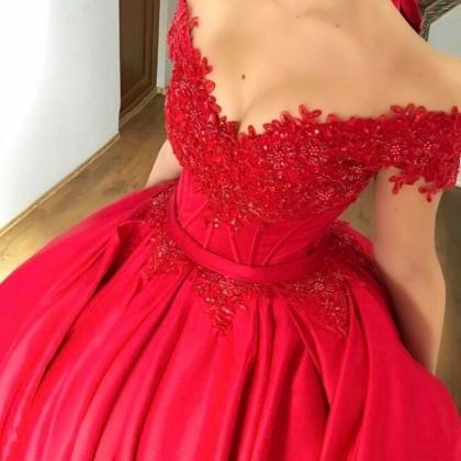 Red Wedding Dresses 2017,Cap Sleeves Ball Gowns Satin Engagement ...