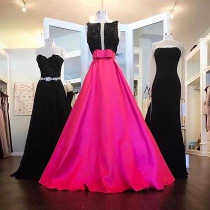 Bow Black Crystal Prom Dresses,open Back Sexy..
