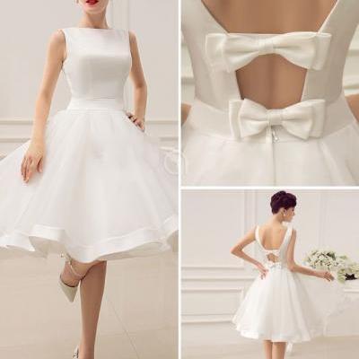 Puffy Short Wedding Dress 2017,White Dresses for Graduation,Flower Girl Dresses 2017,Cocktail Party Dresses