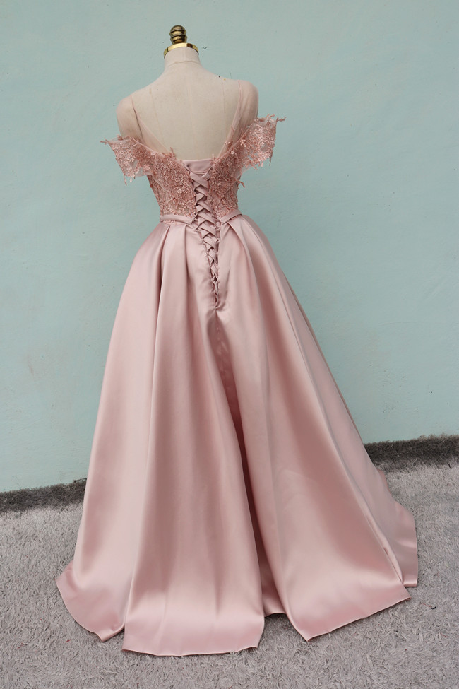 Pearl Pink Bridesmaid Dresseslace Appliques Bridesmaid Dressesoff The Shoulder Bridesmaid 4576