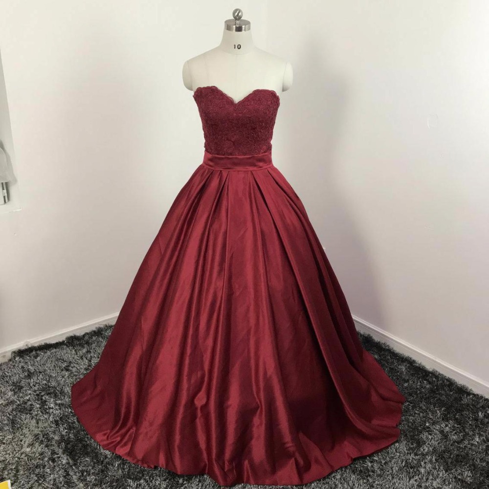 2018 Burgundy Dubai Evening Dress,ball Gown Sweetheart Formal Dresses,evening Wear Imported Party Dresses