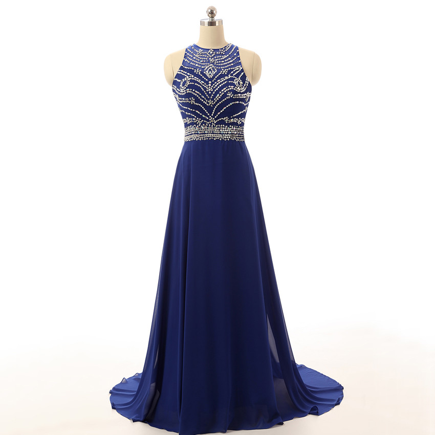 Royal Blue Prom Dress,sleeveless Prom Dress,chiffon Prom Dress,long Prom Dress,crystal Beaded Prom Dress,prom Party Gown