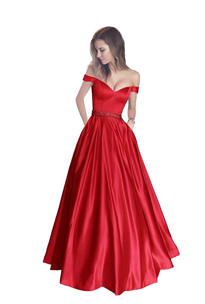 Prom Dresses 2017,princess Satin Red Prom Dresses Long,red Evening Gowns,formal Dress Long