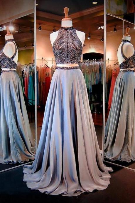Gorgeous Two piece Prom Dress Long,Luxury Beading Evening Gown,Dresses for Graduation