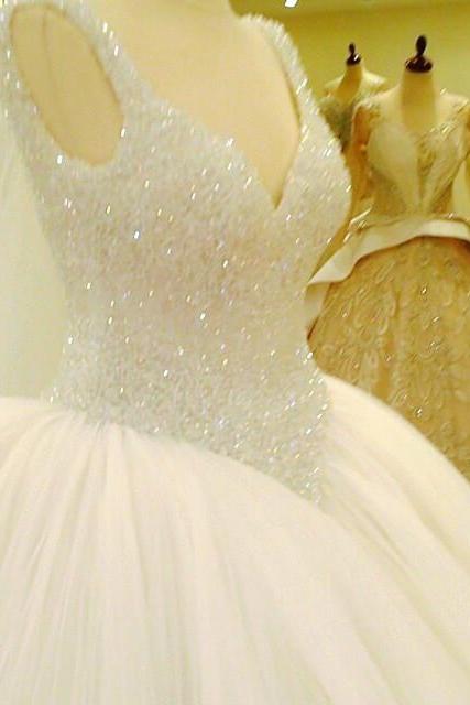Shinning Sequins Bodice Tulle Ball Gown Wedding Dresses 2016,New Arrival Straps Sweetheart Ball Gowns Bridal Dresses
