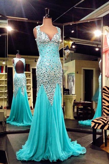 Keyhole Back Full Crystal Beads Sheath Evening Prom Dresses 2016,New Chic Pageant Dresses Gowns