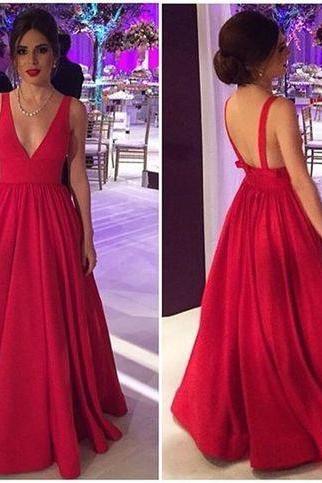 Formal Dresses,Red Satin Bow Belt Elegant Evening Dresses 2017,Ball Gown Evening Dresses