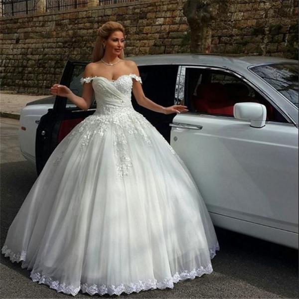 Sweetheart Sequin Ball Gown Wedding Dress Bling Wedding Dress Real