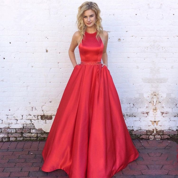 Long Satin Prom Dresses,crystal Belt Prom Dresses,ball Gowns Prom
